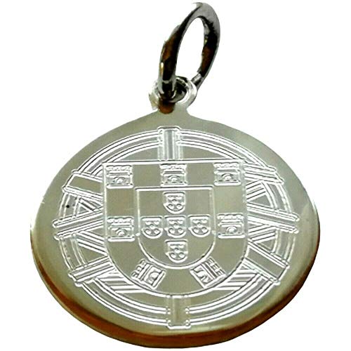 Colgante de plata de ley escudo portugués + nombre en la espalda