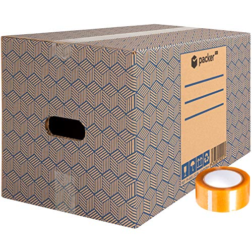 packer Pro Pack 20 Cajas Carton para Mudanzas y Almacenaje Ultra Resistentes con Asas y Cinta Adhesiva 430x300x250mm packer Pro Pack 20 Cajas Carton para Mudanzas y Almacenaje Ultra Resistentes con Asas y Cinta Adhesiva 430x300x250mm