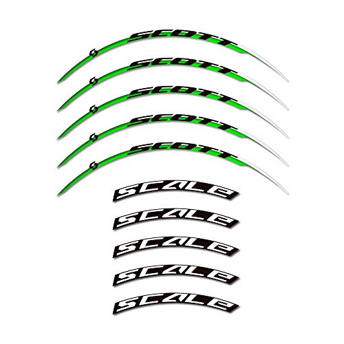 Pegatinas Llanta para Bicicleta Scott Scale MTB 29 Pulgadas Stickers Bike (Verde)