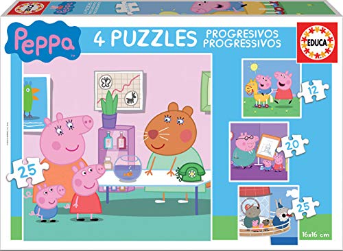 Peppa Pig - Puzzle progresivo, 12, 20 y 25 piezas (Educa Borrás 16817) , color/modelo surtido