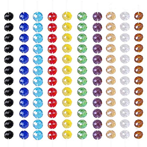Perlas Vidrio,1000 Pack 6mm Redondo Colorido Perlas Abalorios Cuentas para Fabricación de Joyas Manualidades Pulsera Collar Tobillera DIY 10 Colores 10 Cuerdas