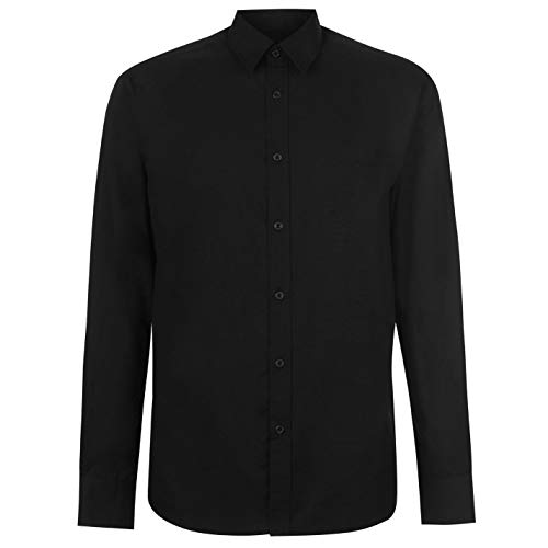 Pierre Cardin. Camisa de manga larga casual para hombre negro L