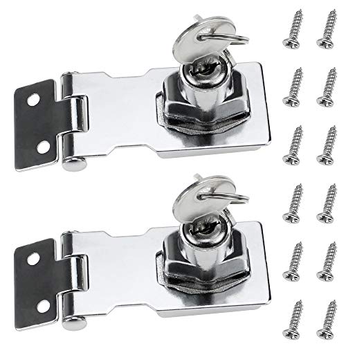 DXLing 2 Piezas Cerradura Armario con Llave 80mm Cerradura de Metal Cerrojo de Seguridad de Puerta Cerradura de la Puerta del Armario con Candado y Llave Tornillos per Cerrar Cobertizo Puertas