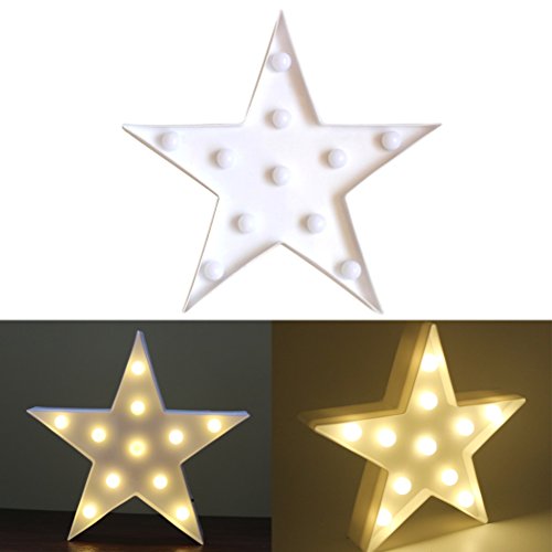 Ledmomo - Lámpara de noche de 11 luces LED con forma de estrella, funciona con pilas, para decoración de Navidad, bodas o fiestas