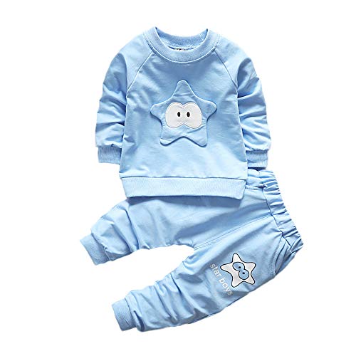 Logobeing Ropa de Bebé Niño Niña Animales 2 Piezas Camiseta de Manga Larga + Pantalones Conjunto de Ropa 2018 Ofertas (3-6Mes, Azul)
