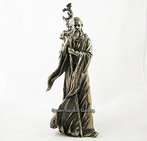 Mago Merlín bronceado - capa y personal estatua escultura estatuilla 27,94 cm alto