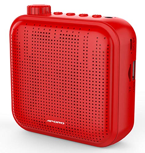 Amplificador de Voz, Sistema de PA Recargable de 12 Vatios (1200 mAh) con Micrófono con Cable para Profesores, Guía Turístico y más (Rojo)