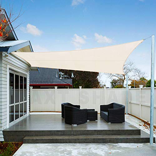 AXT SHADE Toldo Vela de Sombra Rectangular 2 x 3 m, protección Rayos UV Impermeable para Patio, Exteriores, Jardín, Color Crema