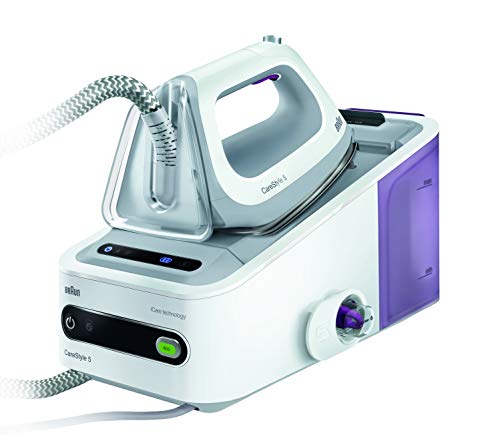 Braun Carestyle5 - Centro de planchado, 2400 w, suela bidireccional eloxal 3d, golpe de vapor 340 g/min, sistema bloqueo easylock, blanco y púrpura Braun Carestyle5 - Centro de planchado, 2400 w, suela bidireccional eloxal 3d, golpe de vapor 340 g/min, sistema bloqueo easylock, blanco y púrpura