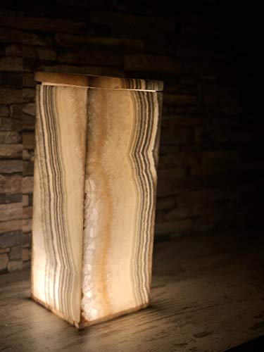 Maison Zoe cuadrada lámpara de piedra de alabastro - lámpara de alabastro cortado a mano - lámpara de estantería ~3Kilos