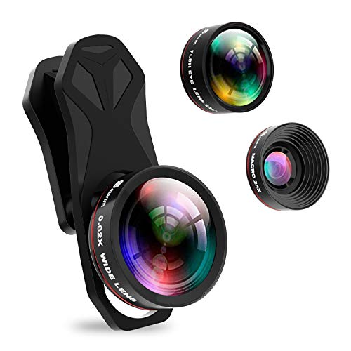 Selvim Lentes para Móviles Cámara para Teléfono Kit 3 en 1: 235° Lente de Ojo de Pez, 0.62X Lente Gran Angular, 25X Lente Macro, para Smartephone Android iOS Universal Xiaomi Huawei Samsung Selvim Lentes para Móviles Cámara para Teléfono Kit 3 en 1: 235° Lente de Ojo de Pez, 0.62X Lente Gran Angular, 25X Lente Macro, para Smartephone Android iOS Universal Xiaomi Huawei Samsung