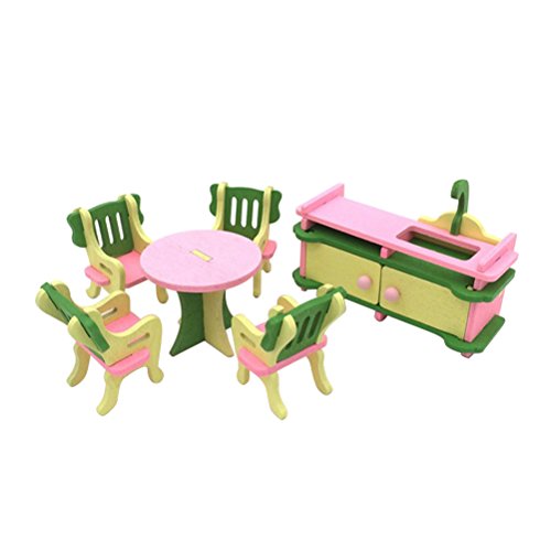 TOYMYTOY Conjunto Muebles de Casa de Muñecas en Miniatura de Madera para Niños (Cocina)