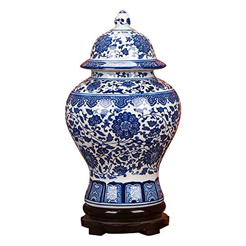 ufengke Jingdezhen Jarrón de Porcelana Azul y Blanco,Florero,Estilo de China Ming,15"(38cm) Altura