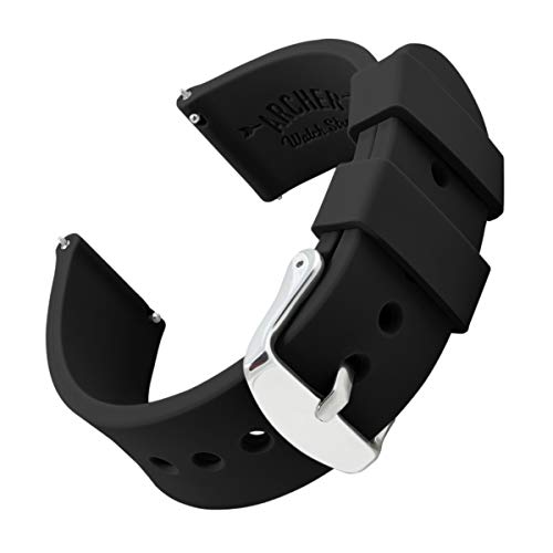 Archer Watch Straps | Repuesto de Correa Reloj de Silicona para Hombre y Mujer, Caucho Fácil de Abrochar para Relojes y Smartwatch | Negro, 18mm Archer Watch Straps | Repuesto de Correa Reloj de Silicona para Hombre y Mujer, Caucho Fácil de Abrochar para Relojes y Smartwatch | Negro, 18mm