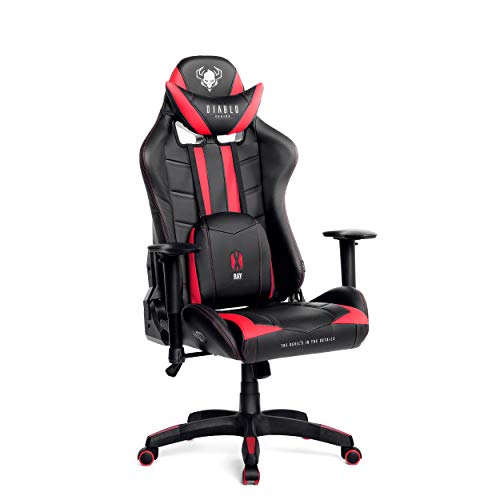 Diablo X-Ray Gaming Silla de Oficina Silla Gamer Apoyabrazos 4D Diseño Ergonomico HQ Cuero Sintético Perforación Función de Inclinación Soporta hasta 150 kg (Negro-Rojo, L) Diablo X-Ray Gaming Silla de Oficina Silla Gamer Apoyabrazos 4D Diseño Ergonomico HQ Cuero Sintético Perforación Función de Inclinación Soporta hasta 150 kg (Negro-Rojo, L)