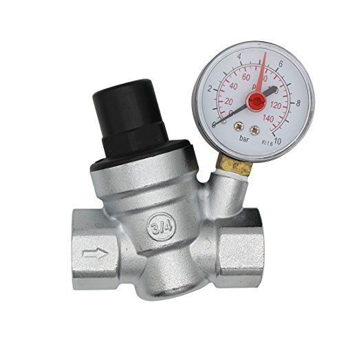 DN20 Valvula presion reductora cromado regulador presion agua 3/4 pulgada con manometro indicador presion agua