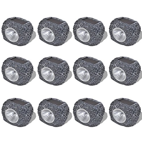 Festnight Foco Decorativo Solar LED en Forma de Piedras para el Jardín 12 uds. Festnight Foco Decorativo Solar LED en Forma de Piedras para el Jardín 12 uds.