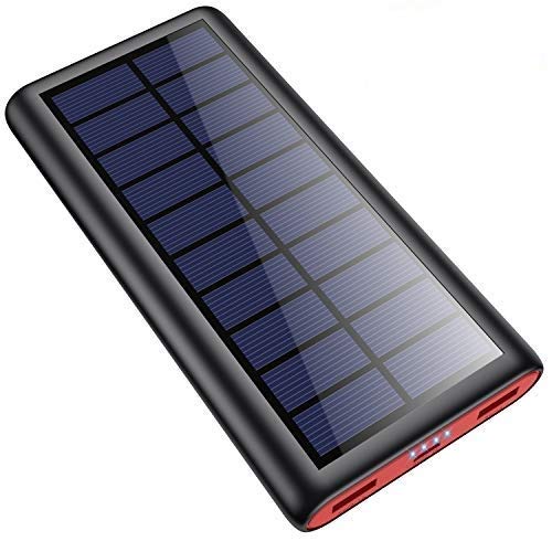 SWEYE Cargador Solar 26800mAh,【2020 Nueva Versión】Batería Externa Solar de Carga Rápida con 2 Puertos USB Powerbank con Tecnología de Detección Automática Para Smartphones, Tabletas y Dispositivos USB