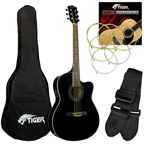 Tiger ACG4-BK - Guitarra electroacústica, color negro