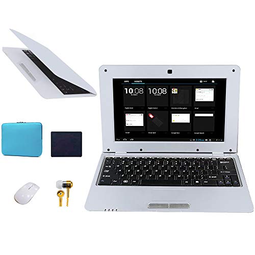 FANCY CHERRY 10 Pulgadas 8GB Laptop Netbook Notebook PC Ultrabook Android 4.4 HDMI WiFi Cámara (Laptop Bag + Mouse + Mouse Pad + Earphone) (Plata)