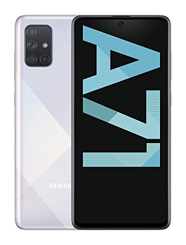 Samsung Galaxy A71 - Smartphone de 6.7" FHD+ (4G, Dual SIM, 6 GB RAM, 128 GB ROM, Cámara Trasera 64.0 MP + 12.0 MP (UW) + 5.0 MP (Macro) + 5 MP, Cámara Frontal 32 MP) Color Plata [Versión Española]