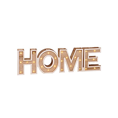 Texto decorativo HOME, de madera, con ledes blanco cálido, Home