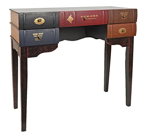 ts-ideen Escritorio mesa de trabajo en forma de libro para salón, de diseño vintage, estantería de madera pícea