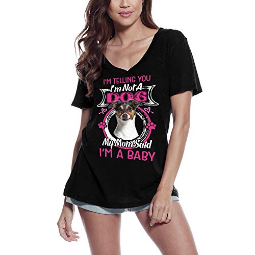 Ultrabasic Camiseta para mujer con texto en inglés "I'm Telling You I'm Not a Jack Russel Terrier" - My Mom Said I'm a Baby - Cute Puppy Dog Lover Tee Tee - negro - Large