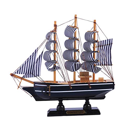VOSAREA Maqueta de Barcos de Madera Adorno de velero mediterráneo artesanía de Madera Escritorio decoración
