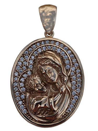 KAPRIBE Colgante Virgen con Niño Jesús realizado con circonitas y bronce.