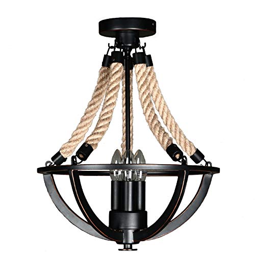 Lámpara de Techo Industrial Retro Hierro Forjado Cuerda de Cáñamo E14 Lámpara Colgante de Metal Negro mate Restaurante Sala Decoración de Iluminación Colgante (3 lámparas) Lámpara de Techo Industrial Retro Hierro Forjado Cuerda de Cáñamo E14 Lámpara Colgante de Metal Negro mate Restaurante Sala Decoración de Iluminación Colgante (3 lámparas)