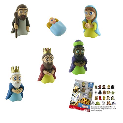 Lote 6 Figuras Comansi Navidad -Virgen María - San José - Niño Jesús - Melchor - Gaspar - Baltasar + Regalo