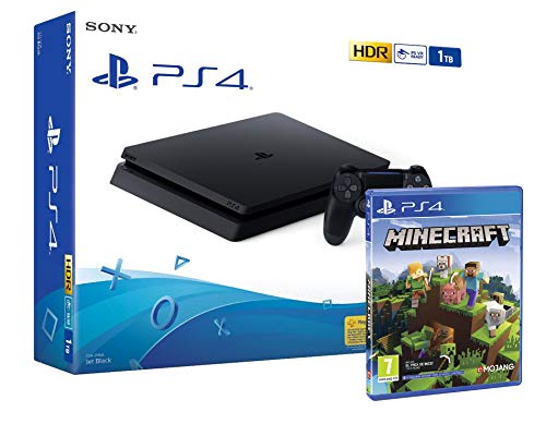 PS4 Slim 1Tb Negra Playstation 4 Consola + Minecraft "Bedrock"