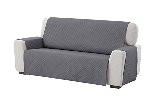 Textilhome - Funda Cubre Sofá Adele, 3 Plazas, Protector para Sofás Acolchado Reversible. Color Gris Textilhome - Funda Cubre Sofá Adele, 3 Plazas, Protector para Sofás Acolchado Reversible. Color Gris