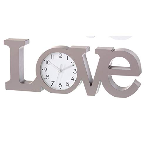 Home Line Reloj Love, Moderno/Original. Ideal para Salón ó Dormitorio. 39 x 3,70 x 14,60 CM.-Hogar y Mas- - Marrón