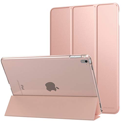 MoKo Funda para iPad Pro 9.7 - Protectora Plegable Trasera Transparente Durable (Auto Sueño/Estela) para Apple iPad Pro 9.7 Pulgadas 2016 Tableta（No Apto Nuevo Apple iPad 9.7 2017, Oro Rosa