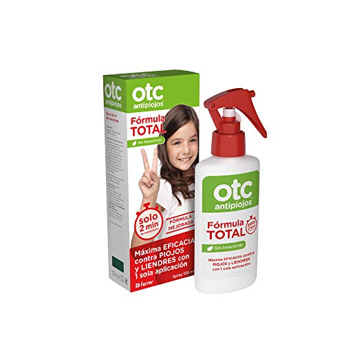 OTC Antipiojos Fórmula Total - Pediculicida Sin Insecticida para Eliminar Piojos y Liendres en 2 minutos, incluye Gorro + Lendrera - 125 ml