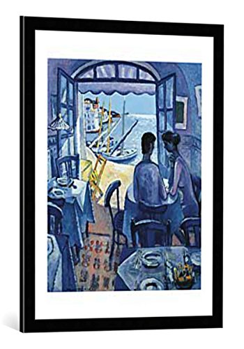 Kunst für Alle Cuadro con Marco: Ramon Moscardo Cadaques - Blue Sunset - Impresión artística Decorativa con Marco, 60x80 cm, Negro/Canto Gris