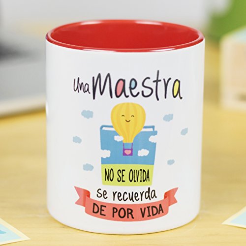 La Mente es Maravillosa - Taza frase y dibujo divertido (Una maestra no se olvida, se recuerda de por vida) Regalo MAESTRA o PROFESORA