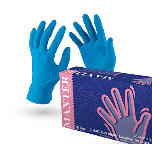 VENSALUD - Guantes de NITRILO Desechables. Sin Polvo. Caja de 100 Guantes. Color: Azul Cobalto (M)