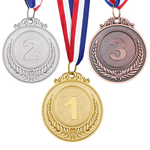 NUOBESTY Ganador de Metal medallas de Oro, Bronce y Plata con Cinta para el Cuello, Estilo olímpico, 1er 2do 3er Lugar, 3 Piezas NUOBESTY Ganador de Metal medallas de Oro, Bronce y Plata con Cinta para el Cuello, Estilo olímpico, 1er 2do 3er Lugar, 3 Piezas