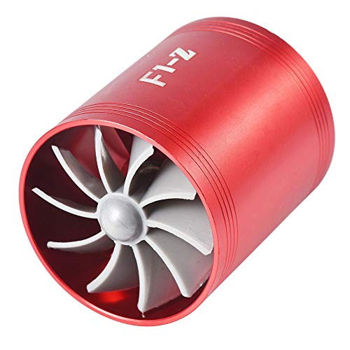 Turbocompresor Doble Turbina Gas Admisión Aire Ahorro Combustible Ventilador Sobrealimentador para Automóvil 4 Colores Opcional Azul Rojo Plata Negro (Red)