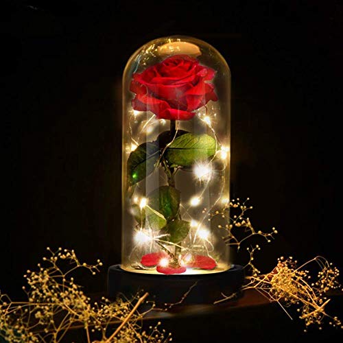 E-MANIS Kit de Rosas,La Bella y La Bestia Rosa Encantada,Elegante Cúpula de Cristal con Base Pino Luces LED,Beauty and Regalos Magicos Decoración para Día de San Valentín Aniversario Bodas E-MANIS Kit de Rosas,La Bella y La Bestia Rosa Encantada,Elegante Cúpula de Cristal con Base Pino Luces LED,Beauty and Regalos Magicos Decoración para Día de San Valentín Aniversario Bodas