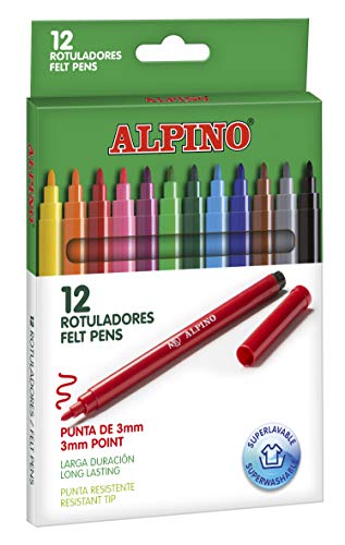Rotuladores Alpino Coloring para niños - Estuche de 12 Colores con Punta Fina 3mm - Tinta Lavable - Perfecto para Manualidades, Pintar Mandalas o Material Escolar Rotuladores Alpino Coloring para niños - Estuche de 12 Colores con Punta Fina 3mm - Tinta Lavable - Perfecto para Manualidades, Pintar Mandalas o Material Escolar