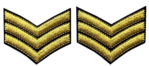 Uniforme Militar Chevrons Sargento Rayas Ejército Embroidered Arms Emblem Hierro En Coser En El Parche De Hombro, Oro, 2 Pcs Uniforme Militar Chevrons Sargento Rayas Ejército Embroidered Arms Emblem Hierro En Coser En El Parche De Hombro, Oro, 2 Pcs