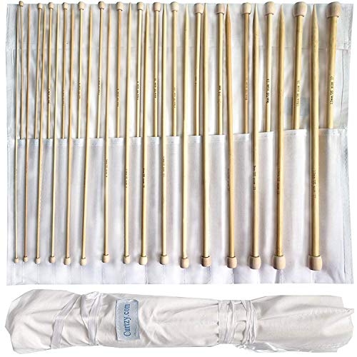 Set 32 Agujas de Tejer de Bambú por Curtzy - 16 Pares de Agujas de Madera de 34cm con Bolsa Gratis para Guardarlas - para Suéter, Proyecto de Encajes y Flores- Mejor Set Principiantes y Profesionales Set 32 Agujas de Tejer de Bambú por Curtzy - 16 Pares de Agujas de Madera de 34cm con Bolsa Gratis para Guardarlas - para Suéter, Proyecto de Encajes y Flores- Mejor Set Principiantes y Profesionales