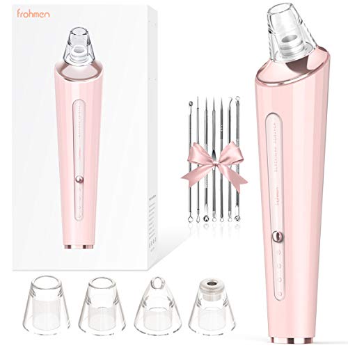 Frohmen Limpiador de Poros Succionador de Puntos Negros Limpiador Facial Electrico Extractor Puntos Negros Quita Espinillas y Puntos Negros 7Pcs Kit USB Recargable 4 Cabezales y 3 Modos Frohmen Limpiador de Poros Succionador de Puntos Negros Limpiador Facial Electrico Extractor Puntos Negros Quita Espinillas y Puntos Negros 7Pcs Kit USB Recargable 4 Cabezales y 3 Modos