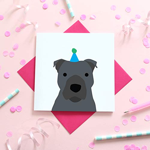 Blue Stafordshire Bull Terrier Tarjeta de cumpleaños por Heather Alstead