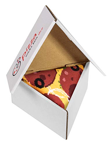 Pizza Socks Box Slice Pepperoni - Mujer Hombre - 1 par de Calcetines - Tamaño 36-40