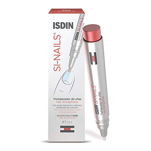 ISDIN SI-NAILS Fortalecedor con ácido hialurónico para uñas débiles y dañadas, hidrata también las cutículas, Acabado Invisible, 1 x 2.5 ml